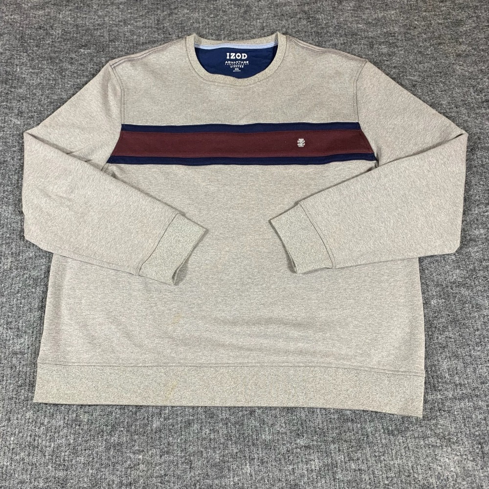 Izod Sweater Mens 2XL XXL Gray Advantage Performance Stretch Golf Preppy Casual